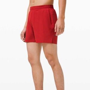 LULULEMON $78 W7AS1S Mens XXL Red Lined 5"Channel Cross Beach Swim Shorts YY11